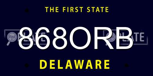 868ORB Delaware License Plate