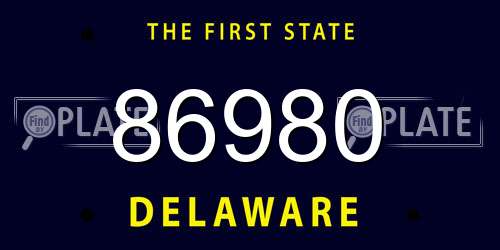 86980 Delaware License Plate