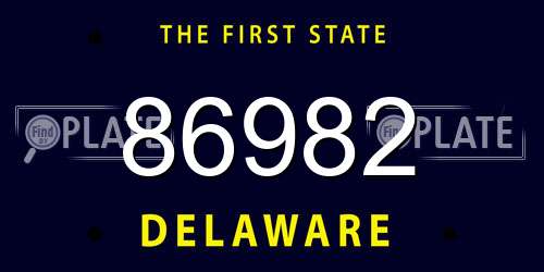 86982 Delaware License Plate