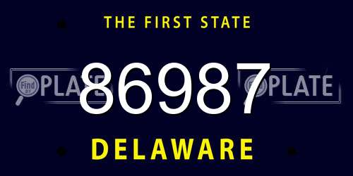 86987 Delaware License Plate