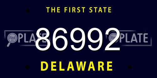 86992 Delaware License Plate