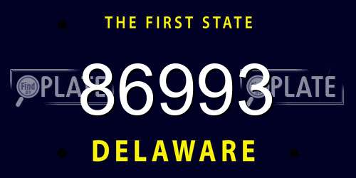 86993 Delaware License Plate