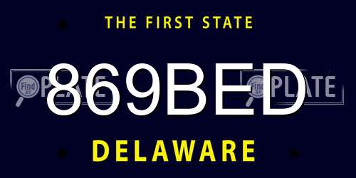 869BED Delaware License Plate
