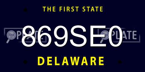 869SE0 Delaware License Plate