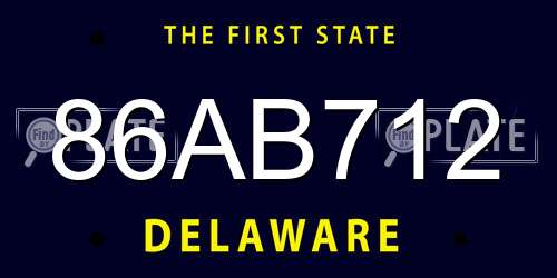 86AB712 Delaware License Plate