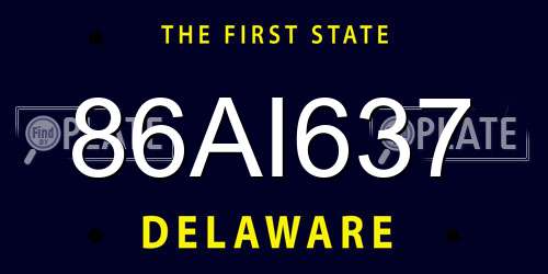 86AI637 Delaware License Plate
