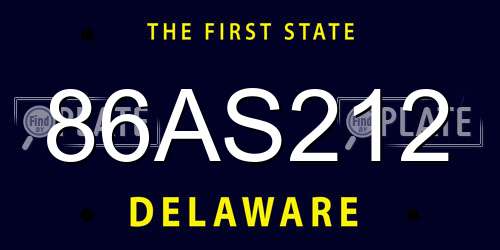 86AS212 Delaware License Plate