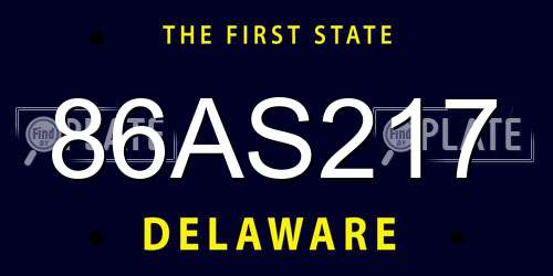 86AS217 Delaware License Plate