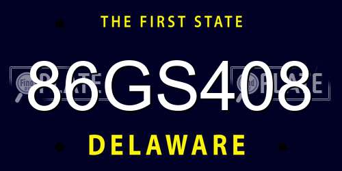86GS408 Delaware License Plate