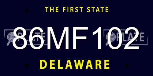 86MF102 Delaware License Plate