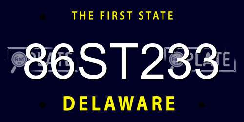 86ST233 Delaware License Plate
