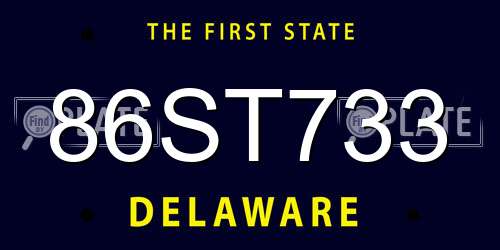 86ST733 Delaware License Plate