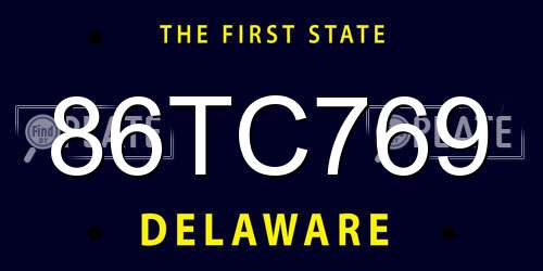 86TC769 Delaware License Plate