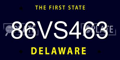 86VS463 Delaware License Plate
