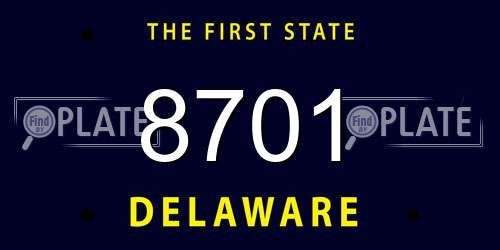 8701 Delaware License Plate