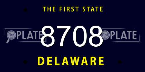8708 Delaware License Plate