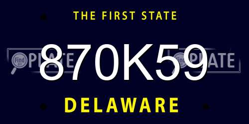 870K59 Delaware License Plate