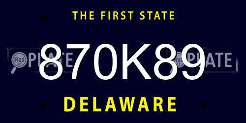 870K89 Delaware License Plate