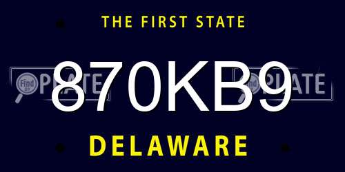 870KB9 Delaware License Plate