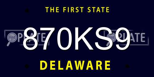 870KS9 Delaware License Plate