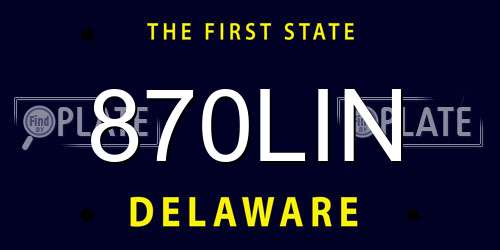 870LIN Delaware License Plate