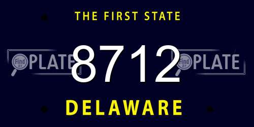 8712 Delaware License Plate