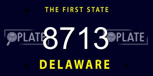 8713 Delaware License Plate