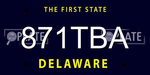 871TBA Delaware License Plate