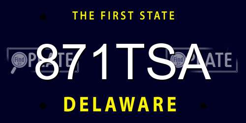 871TSA Delaware License Plate