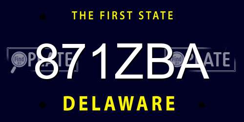 871ZBA Delaware License Plate
