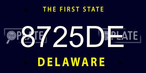 8725DE Delaware License Plate