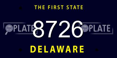 8726 Delaware License Plate