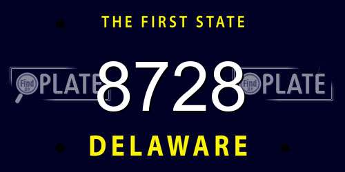 8728 Delaware License Plate