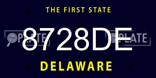 8728DE Delaware License Plate
