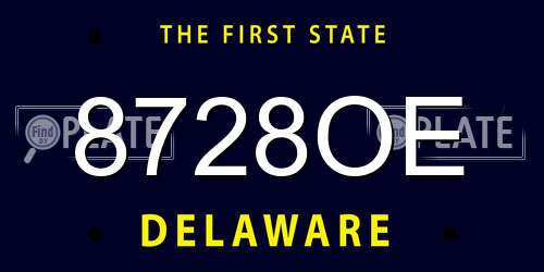 8728OE Delaware License Plate