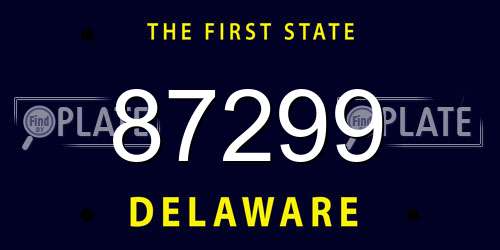 87299 Delaware License Plate