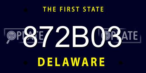 872B03 Delaware License Plate