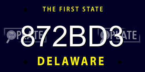872BD3 Delaware License Plate