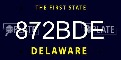 872BDE Delaware License Plate