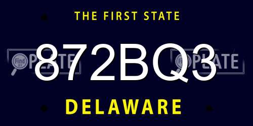 872BQ3 Delaware License Plate