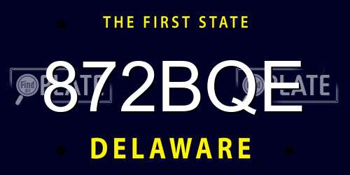 872BQE Delaware License Plate
