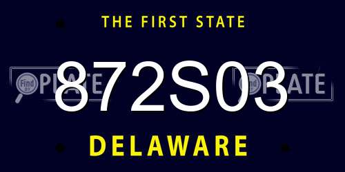 872S03 Delaware License Plate