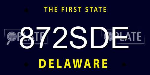 872SDE Delaware License Plate
