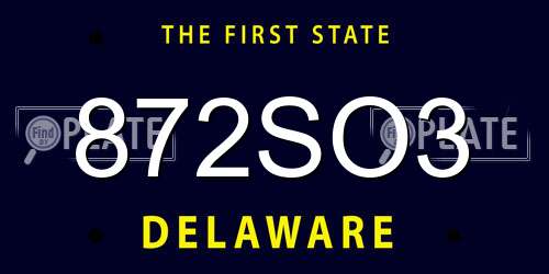 872SO3 Delaware License Plate