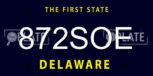 872SOE Delaware License Plate