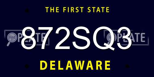 872SQ3 Delaware License Plate