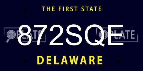 872SQE Delaware License Plate