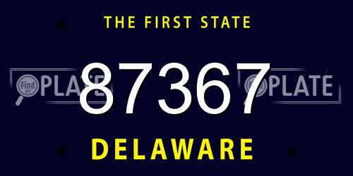 87367 Delaware License Plate