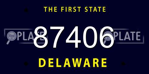 87406 Delaware License Plate
