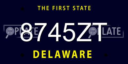8745ZT Delaware License Plate